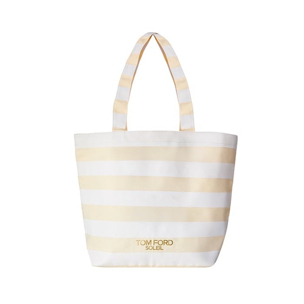 NIPlastic Tom Ford Yellow and Cream Striped Sun Bag Canvas Tote